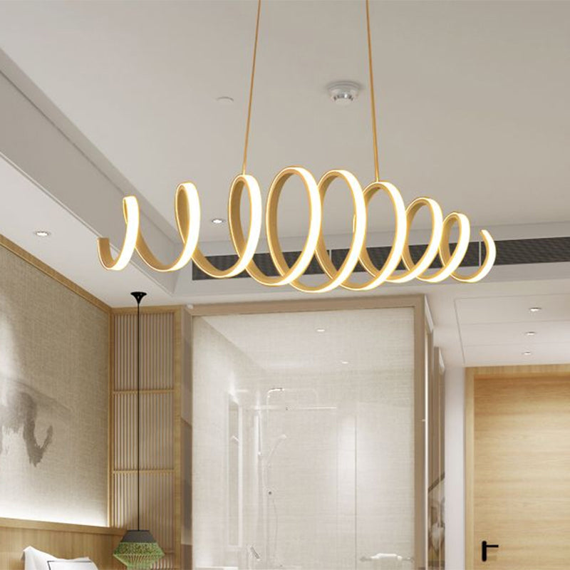 Spring Acrylic Drop Pendant Lighting Modernism 27.5"/39" Wide LED White Hanging Ceiling Light Clearhalo 'Ceiling Lights' 'Modern Pendants' 'Modern' 'Pendant Lights' 'Pendants' Lighting' 1523373