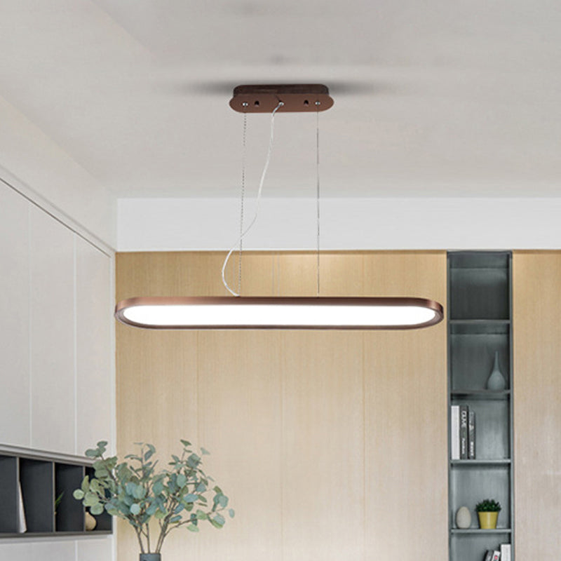 23.5"/35.5"/47" Wide Oval Acrylic Ceiling Pendant Simple LED White/Black/Brown Island Light in Warm/White/Remote Control Stepless Dimming Light Clearhalo 'Ceiling Lights' 'Modern Pendants' 'Modern' 'Pendant Lights' 'Pendants' Lighting' 1523389