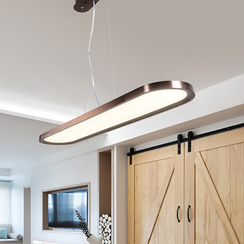 23.5"/35.5"/47" Wide Oval Acrylic Ceiling Pendant Simple LED White/Black/Brown Island Light in Warm/White/Remote Control Stepless Dimming Light Clearhalo 'Ceiling Lights' 'Modern Pendants' 'Modern' 'Pendant Lights' 'Pendants' Lighting' 1523390