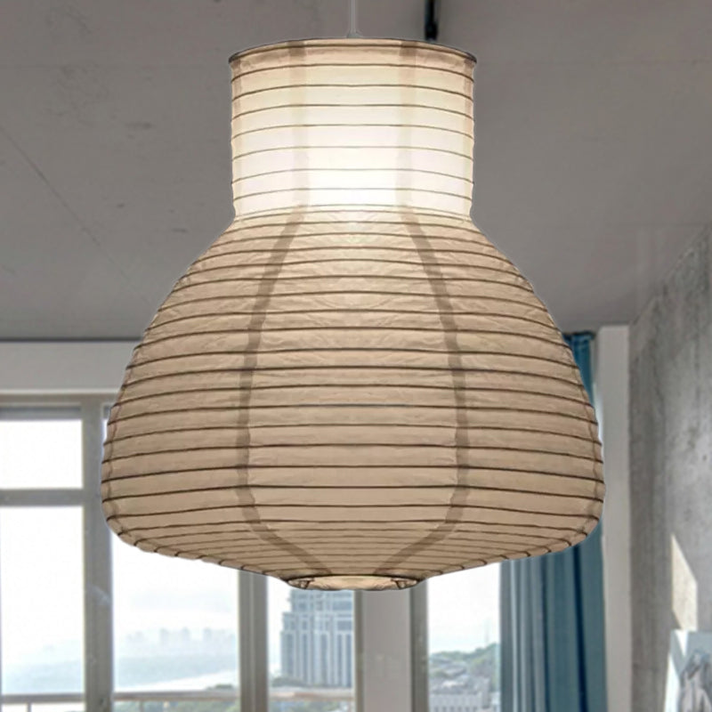 Lantern Ceiling Pendant Light Retro Fabric 8.5"/10.5"/11.5" Wide 1 Light White Hanging Lamp Kit Clearhalo 'Ceiling Lights' 'Modern Pendants' 'Modern' 'Pendant Lights' 'Pendants' Lighting' 1523397