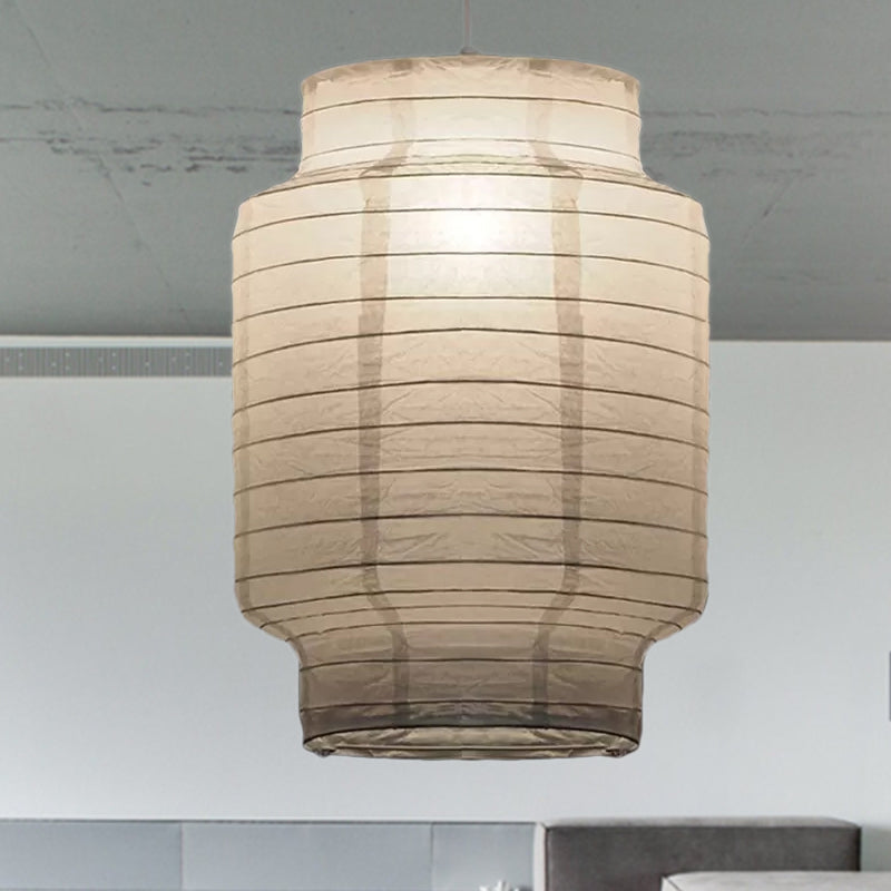 Lantern Ceiling Pendant Light Retro Fabric 8.5"/10.5"/11.5" Wide 1 Light White Hanging Lamp Kit Clearhalo 'Ceiling Lights' 'Modern Pendants' 'Modern' 'Pendant Lights' 'Pendants' Lighting' 1523398