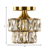 Vintage Tiered Ceiling Mount Light with Faceted Crystal 1 Light Ceiling Lamp in Brass/Clear for Hallway Clearhalo 'Ceiling Lights' 'Close To Ceiling Lights' 'Close to ceiling' 'Semi-flushmount' Lighting' 152339