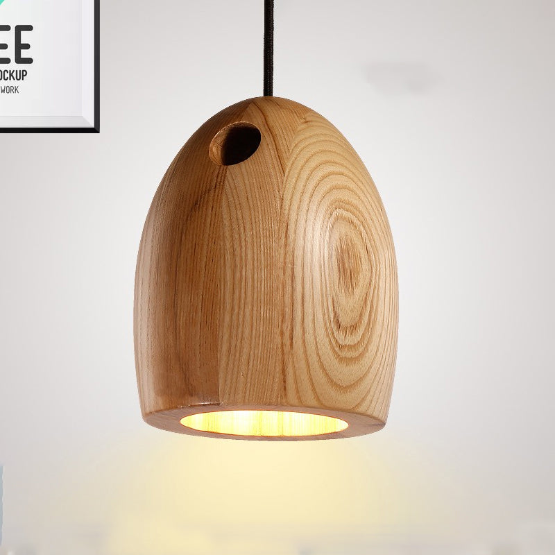 Wood Bell Drop Pendant Contemporary Japanese Style 1-Light Beige Ceiling Light with Adjustable Hanging Cord Clearhalo 'Ceiling Lights' 'Pendant Lights' 'Pendants' Lighting' 1523401