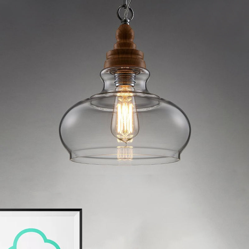 Globe/Bowl/Cone Clear Glass Pendant Lighting Modernist 1 Light Brown Ceiling Lamp Kit with Chain for Restaurant Clearhalo 'Ceiling Lights' 'Glass shade' 'Glass' 'Modern Pendants' 'Modern' 'Pendant Lights' 'Pendants' Lighting' 1523410