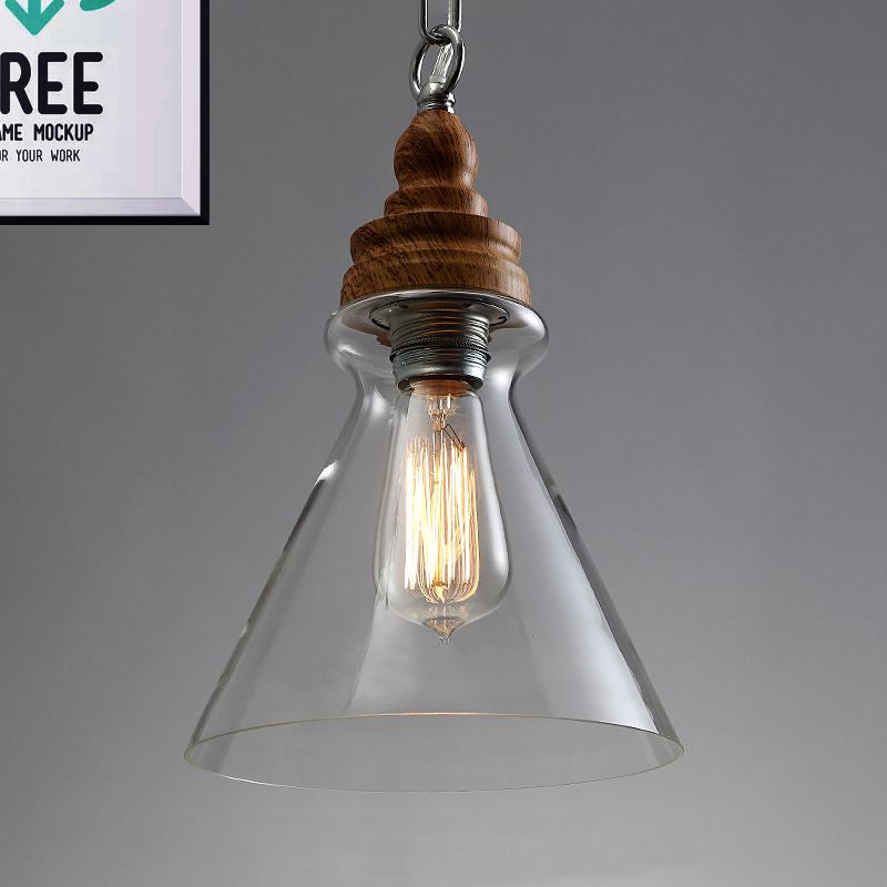 Globe/Bowl/Cone Clear Glass Pendant Lighting Modernist 1 Light Brown Ceiling Lamp Kit with Chain for Restaurant Clearhalo 'Ceiling Lights' 'Glass shade' 'Glass' 'Modern Pendants' 'Modern' 'Pendant Lights' 'Pendants' Lighting' 1523411