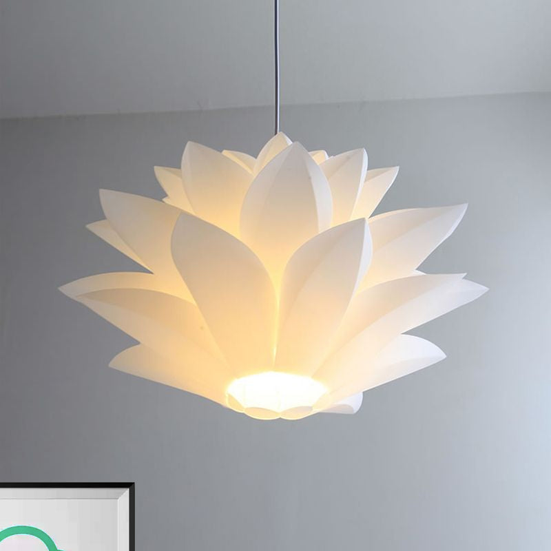 14"/18"/21.5" Wide 1 Light Bedroom Suspension Pendant with Upward/Downward Lotus Acrylic Shade White Hanging Ceiling Light Clearhalo 'Ceiling Lights' 'Modern Pendants' 'Modern' 'Pendant Lights' 'Pendants' Lighting' 1523413