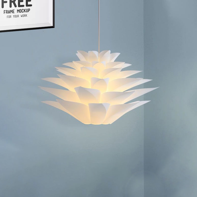 14"/18"/21.5" Wide 1 Light Bedroom Suspension Pendant with Upward/Downward Lotus Acrylic Shade White Hanging Ceiling Light Clearhalo 'Ceiling Lights' 'Modern Pendants' 'Modern' 'Pendant Lights' 'Pendants' Lighting' 1523414