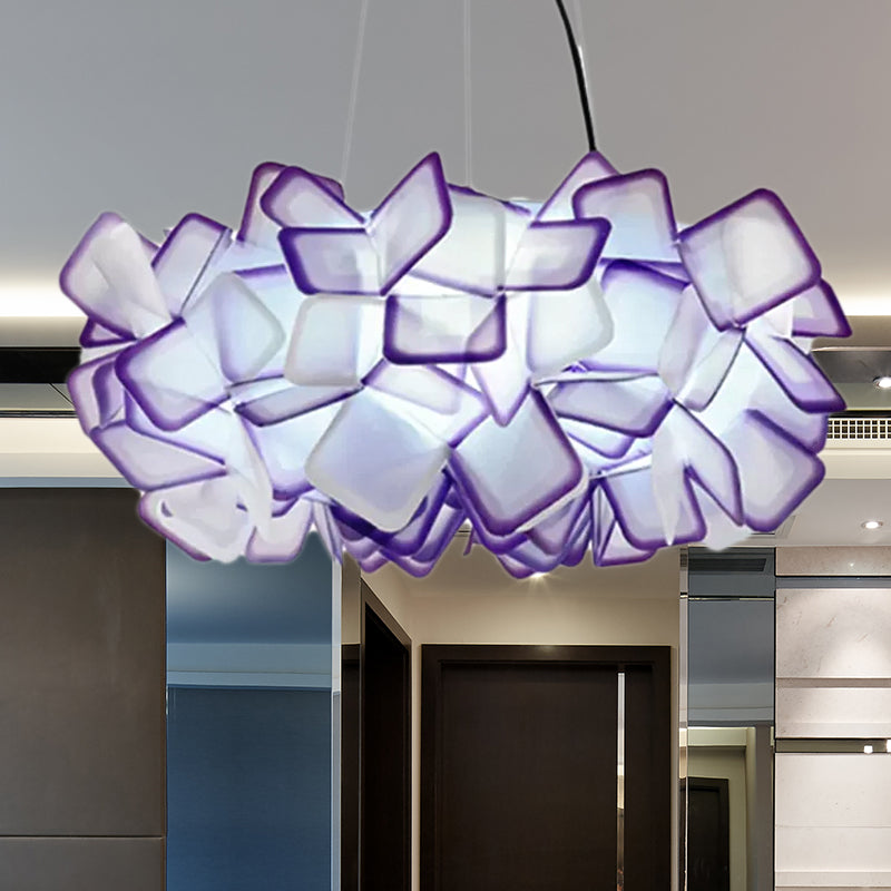 Brown/Blue/Purple Blossom Drop Pendant Contemporary 21"/27.5" Wide 1-Light Acrylic Ceiling Lamp for Living Room Clearhalo 'Ceiling Lights' 'Modern Pendants' 'Modern' 'Pendant Lights' 'Pendants' Lighting' 1523423