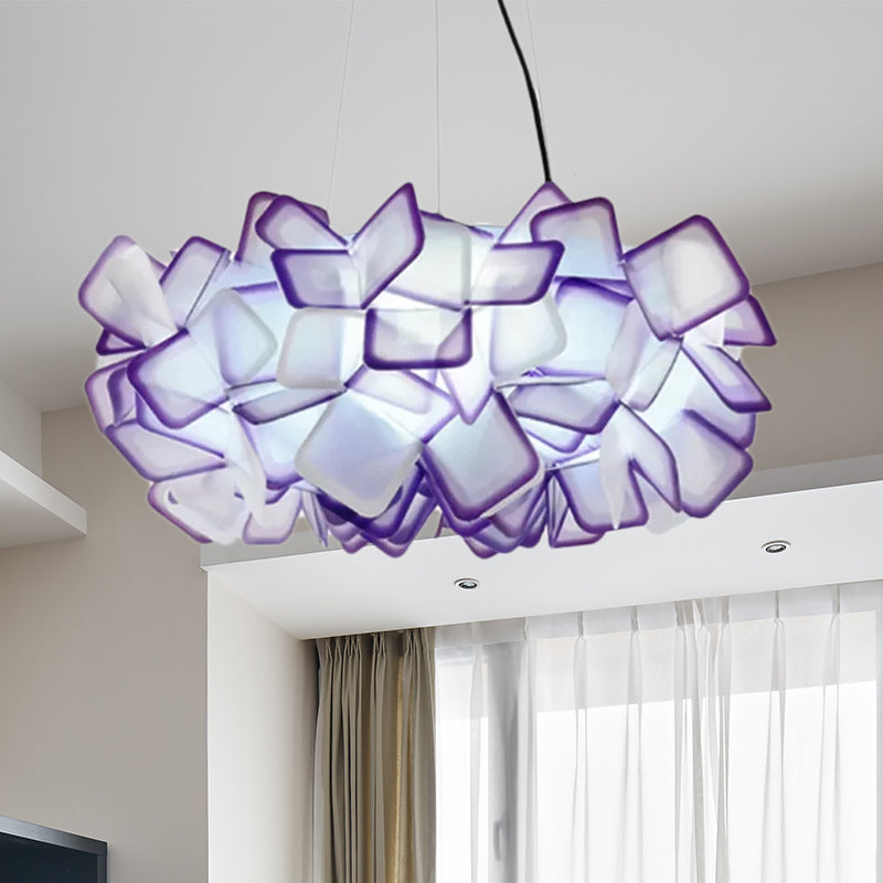 Brown/Blue/Purple Blossom Drop Pendant Contemporary 21"/27.5" Wide 1-Light Acrylic Ceiling Lamp for Living Room Clearhalo 'Ceiling Lights' 'Modern Pendants' 'Modern' 'Pendant Lights' 'Pendants' Lighting' 1523424