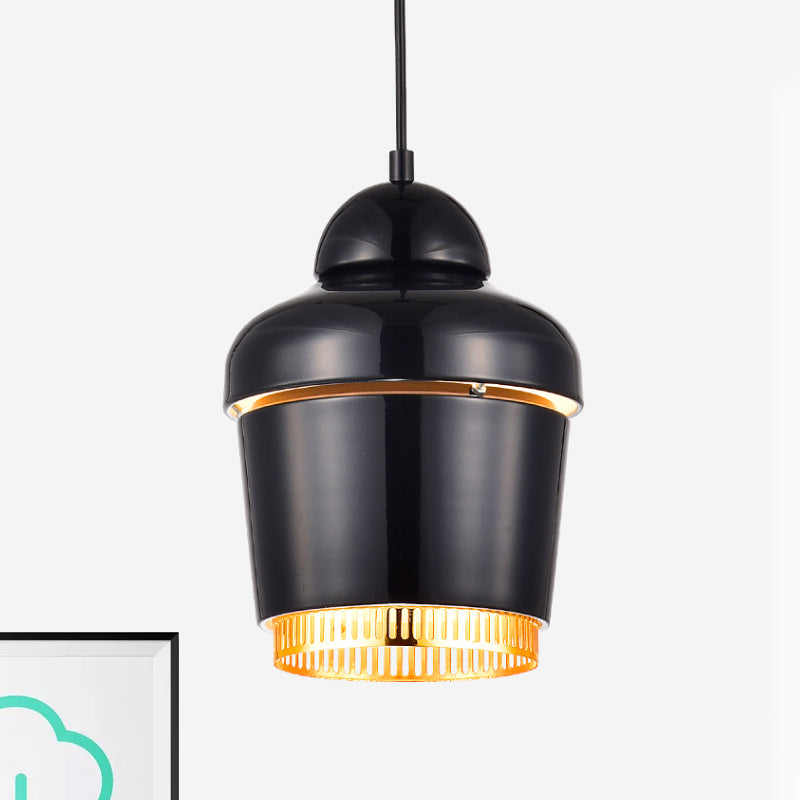 Black/White/Chrome Jar Pendant Ceiling Light Modern 1 Light Iron Hanging Pendant Light Clearhalo 'Ceiling Lights' 'Modern Pendants' 'Modern' 'Pendant Lights' 'Pendants' Lighting' 1523428