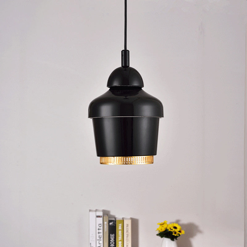 Black/White/Chrome Jar Pendant Ceiling Light Modern 1 Light Iron Hanging Pendant Light Clearhalo 'Ceiling Lights' 'Modern Pendants' 'Modern' 'Pendant Lights' 'Pendants' Lighting' 1523429