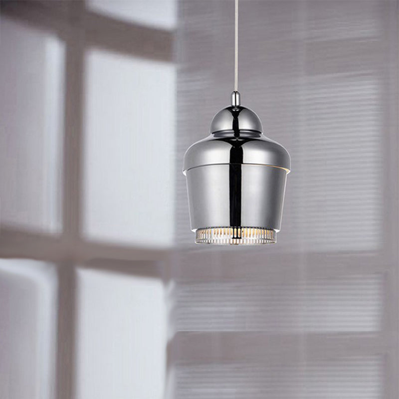 Black/White/Chrome Jar Pendant Ceiling Light Modern 1 Light Iron Hanging Pendant Light Clearhalo 'Ceiling Lights' 'Modern Pendants' 'Modern' 'Pendant Lights' 'Pendants' Lighting' 1523430