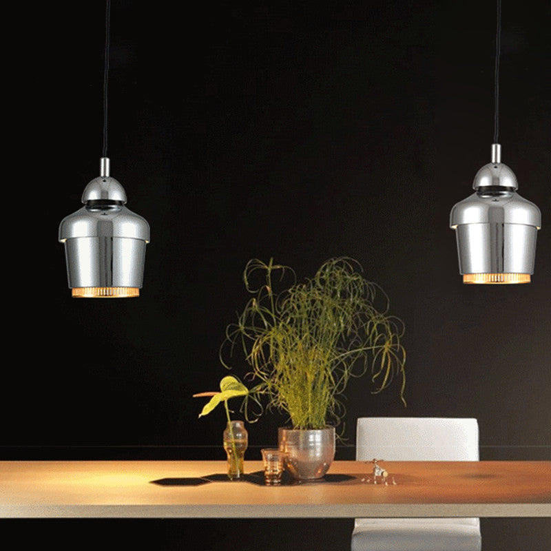 Black/White/Chrome Jar Pendant Ceiling Light Modern 1 Light Iron Hanging Pendant Light Clearhalo 'Ceiling Lights' 'Modern Pendants' 'Modern' 'Pendant Lights' 'Pendants' Lighting' 1523431