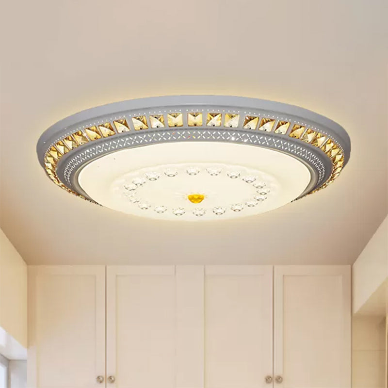 Crystal Accent Circular Flushmount Light Contemporary LED Ceiling Light Fixture in White for Hallway, 19.5"/23.5"/31.5" Width Clearhalo 'Ceiling Lights' 'Close To Ceiling Lights' 'Close to ceiling' 'Flush mount' Lighting' 1523439