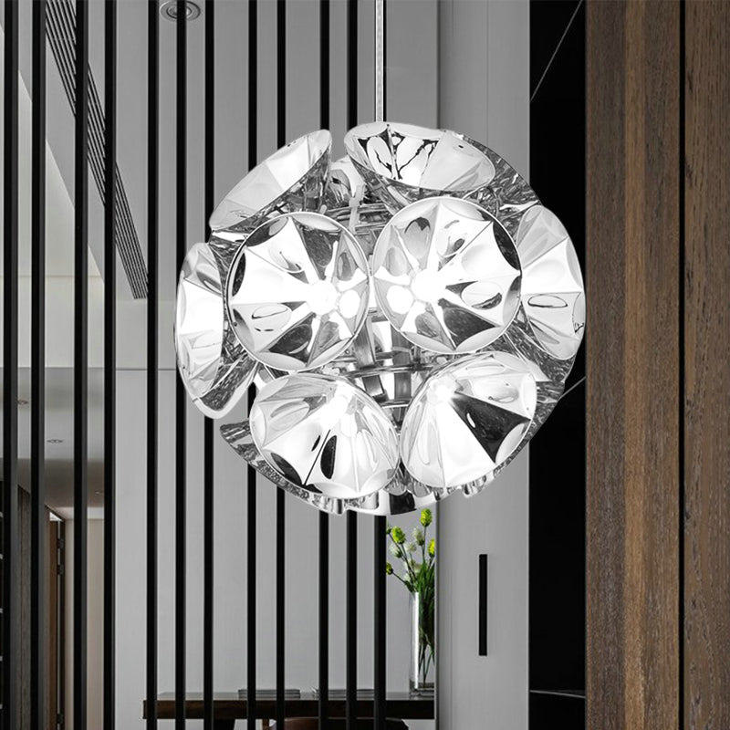 Ball Pendant Light Fixture Modernism Metal Chrome/Gold LED Hanging Ceiling Light in White/Warm, 7"/11" Dia Clearhalo 'Ceiling Lights' 'Modern Pendants' 'Modern' 'Pendant Lights' 'Pendants' Lighting' 1523443