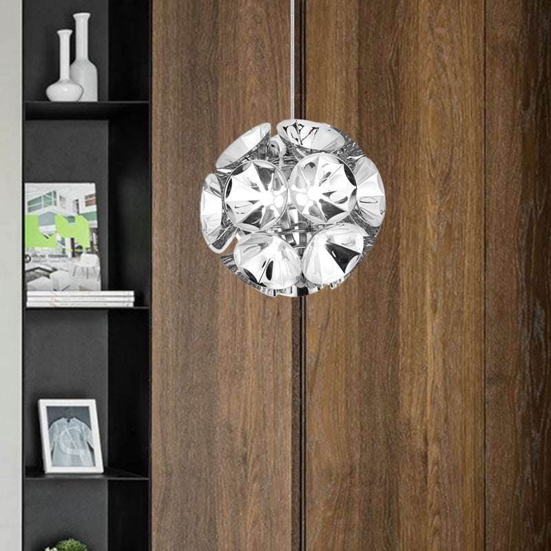 Ball Pendant Light Fixture Modernism Metal Chrome/Gold LED Hanging Ceiling Light in White/Warm, 7"/11" Dia Clearhalo 'Ceiling Lights' 'Modern Pendants' 'Modern' 'Pendant Lights' 'Pendants' Lighting' 1523444