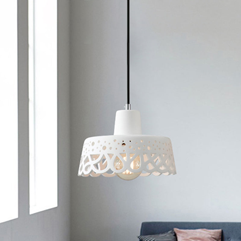 Etched Pendant Lighting in Nordic Style Concrete 1 Light Grey/White/Yellow Hanging Light with Geometric/Bell/Flared Shade Clearhalo 'Ceiling Lights' 'Modern Pendants' 'Modern' 'Pendant Lights' 'Pendants' Lighting' 1523445