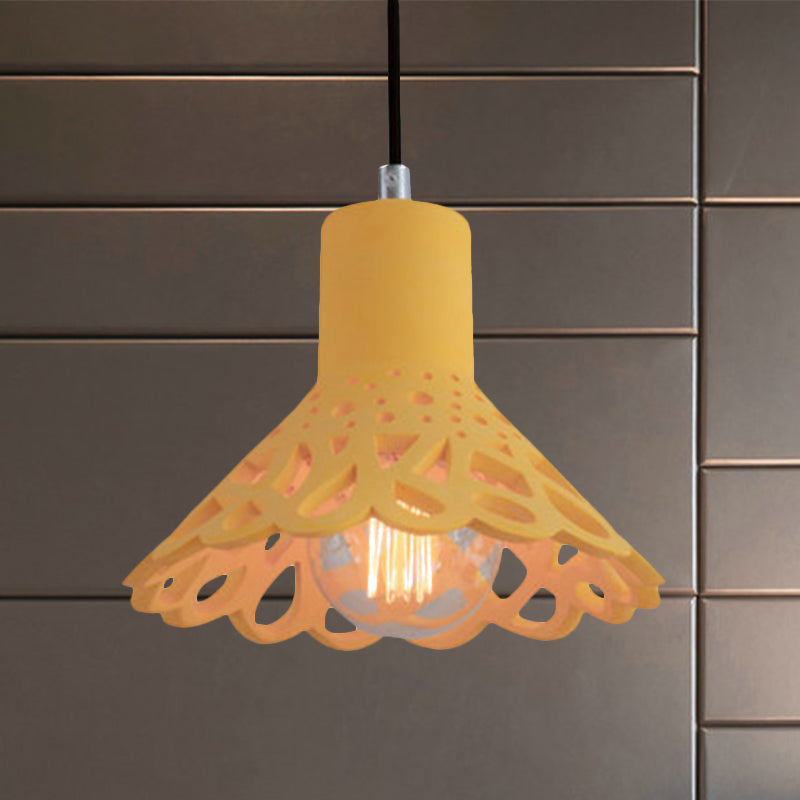 Etched Pendant Lighting in Nordic Style Concrete 1 Light Grey/White/Yellow Hanging Light with Geometric/Bell/Flared Shade Clearhalo 'Ceiling Lights' 'Modern Pendants' 'Modern' 'Pendant Lights' 'Pendants' Lighting' 1523454