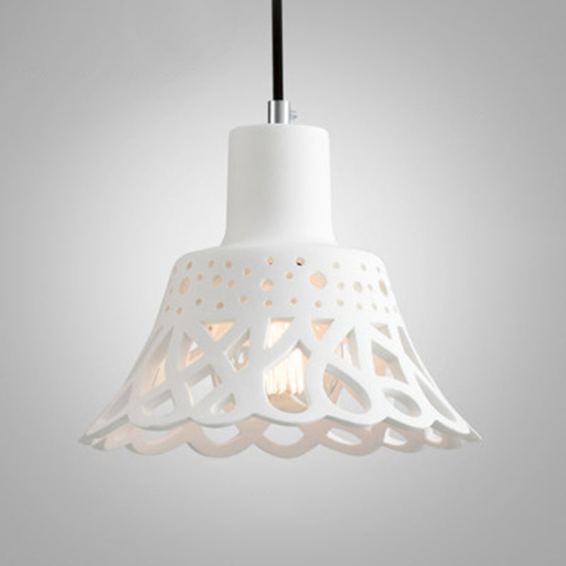 Etched Pendant Lighting in Nordic Style Concrete 1 Light Grey/White/Yellow Hanging Light with Geometric/Bell/Flared Shade Clearhalo 'Ceiling Lights' 'Modern Pendants' 'Modern' 'Pendant Lights' 'Pendants' Lighting' 1523456