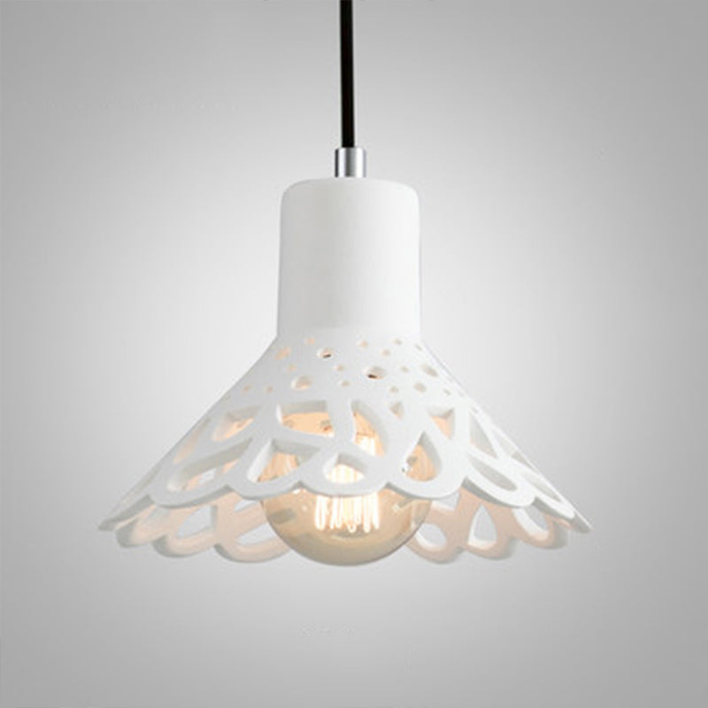 Etched Pendant Lighting in Nordic Style Concrete 1 Light Grey/White/Yellow Hanging Light with Geometric/Bell/Flared Shade Clearhalo 'Ceiling Lights' 'Modern Pendants' 'Modern' 'Pendant Lights' 'Pendants' Lighting' 1523457