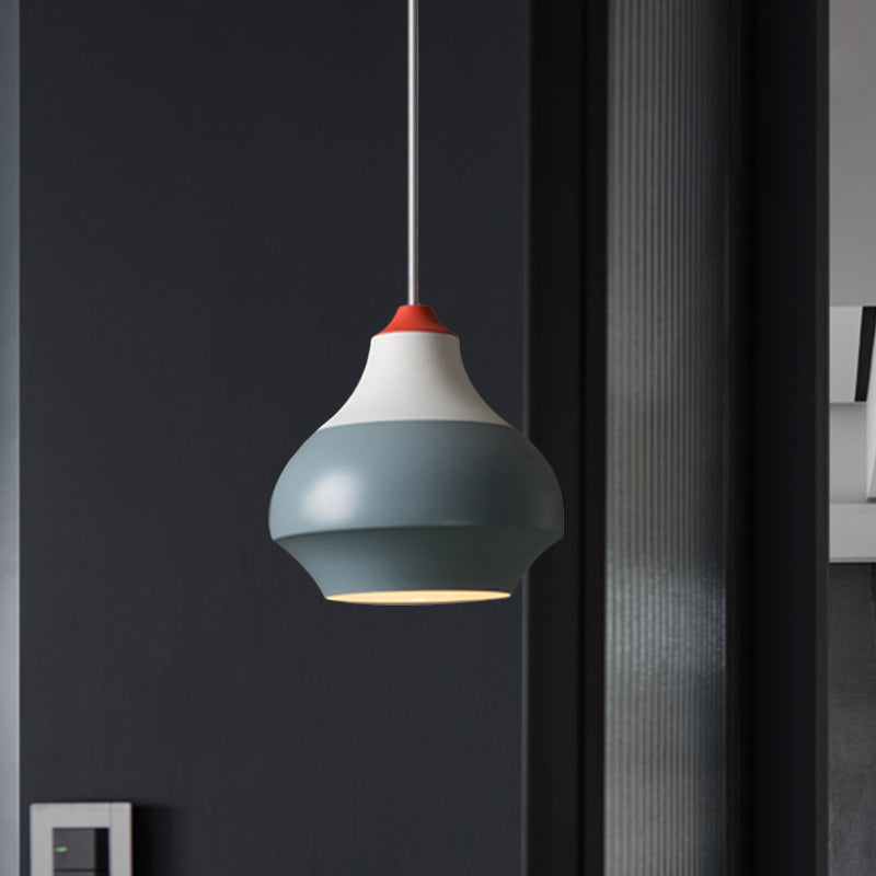 Urn Hanging Light Modern Metal 1 Light Grey/White/Green Pendant Light for Bedroom Clearhalo 'Ceiling Lights' 'Modern Pendants' 'Modern' 'Pendant Lights' 'Pendants' Lighting' 1523461