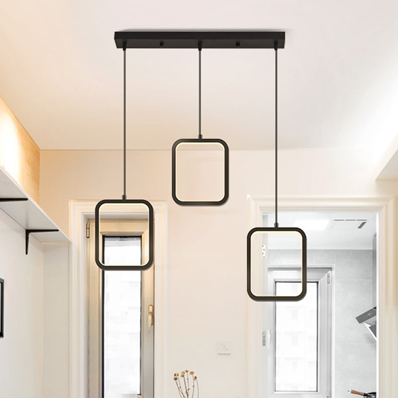 Black/White Square Drop Pendant Contemporary LED Acrylic Ceiling Lighting Fixture in Warm/White Light Clearhalo 'Ceiling Lights' 'Modern Pendants' 'Modern' 'Pendant Lights' 'Pendants' Lighting' 1523488