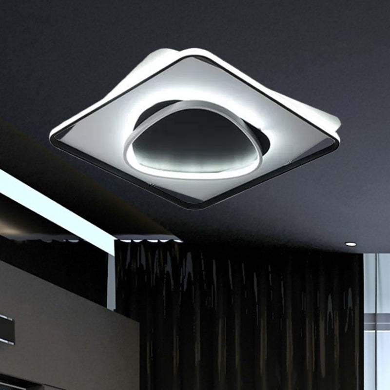 Acrylic Square Flush Ceiling Light Modern LED Black Flush Mount Lamp in Warm/White Light, 18"/23.5" Wide Clearhalo 'Ceiling Lights' 'Close To Ceiling Lights' 'Close to ceiling' 'Flush mount' Lighting' 1523500