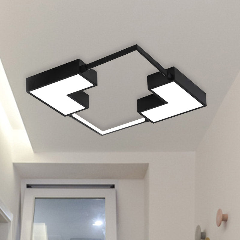 Square Flush Mount Light Simple Acrylic LED Black/White Ceiling Hung Fixture in Warm/White Light, 16"/19.5"/23.5" Wide Clearhalo 'Ceiling Lights' 'Close To Ceiling Lights' 'Close to ceiling' 'Flush mount' Lighting' 1523501