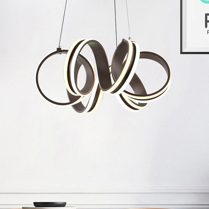 Seamless Whirl Chandelier Light Contemporary Acrylic LED Brown Hanging Ceiling Lamp in Warm/White Light Clearhalo 'Ceiling Lights' 'Chandeliers' 'Modern Chandeliers' 'Modern' Lighting' 1523536