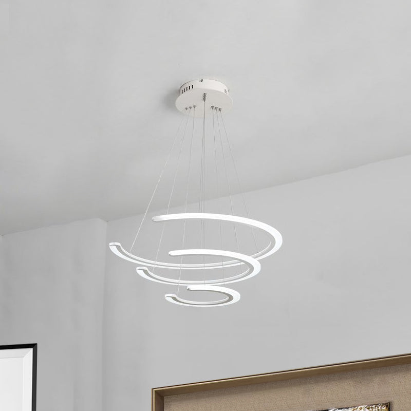 Ring Dining Room Chandelier Acrylic LED 1/2/3 Light Postmodern Ceiling Pendant in Warm/White/Natural Light Clearhalo 'Ceiling Lights' 'Chandeliers' 'Modern Chandeliers' 'Modern' Lighting' 1523542