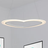 Heart-Shaped Chandelier Light Simple Acrylic LED 1/2/3-Head Living Room Ceiling Drop Pendant in Warm/White Light Clearhalo 'Ceiling Lights' 'Chandeliers' 'Modern Chandeliers' 'Modern' Lighting' 1523545