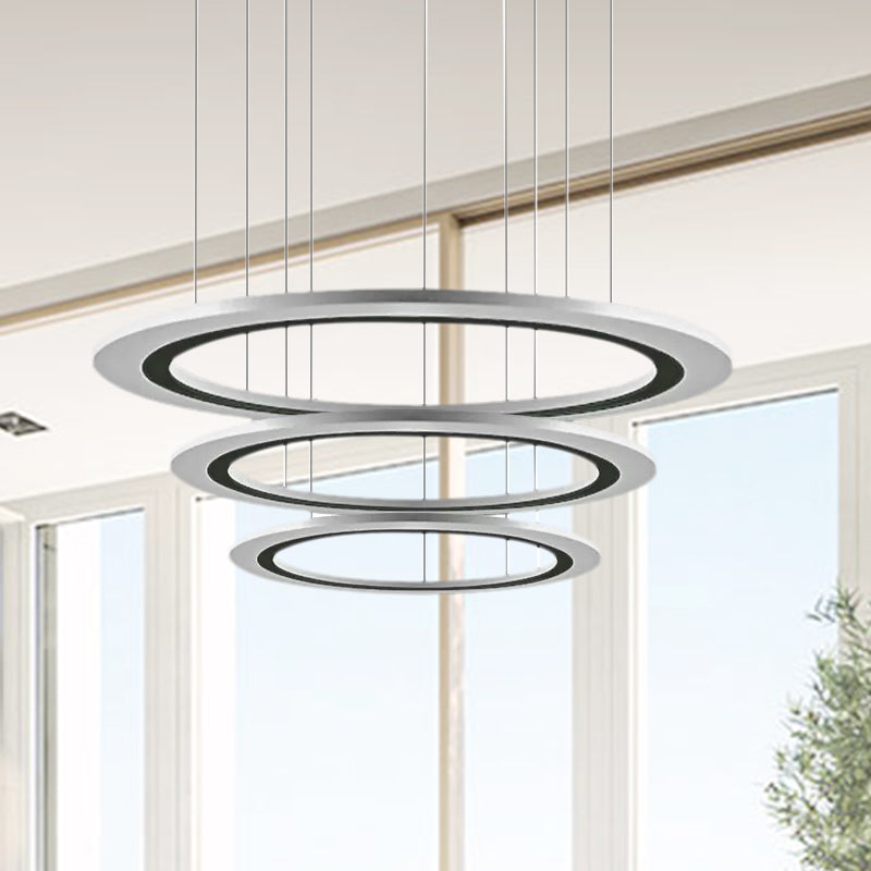 Circular Chandelier Pendant Simplicity Acrylic LED 1/2/3-Light Living Room Suspension Lamp in Warm/White Light with DIY Design Clearhalo 'Ceiling Lights' 'Chandeliers' 'Modern Chandeliers' 'Modern' Lighting' 1523553