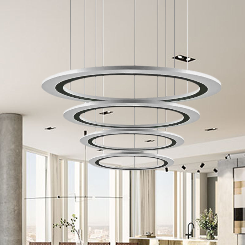 Circular Chandelier Pendant Simplicity Acrylic LED 1/2/3-Light Living Room Suspension Lamp in Warm/White Light with DIY Design Clearhalo 'Ceiling Lights' 'Chandeliers' 'Modern Chandeliers' 'Modern' Lighting' 1523554