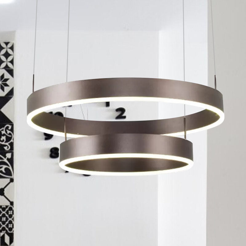 Modern 1/2/3-Light Suspension Pendant with Acrylic Shade Coffee Ring Chandelier Light in Warm/White Light Clearhalo 'Ceiling Lights' 'Chandeliers' 'Modern Chandeliers' 'Modern' Lighting' 1523566