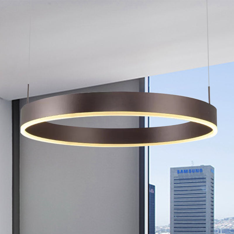 Modern 1/2/3-Light Suspension Pendant with Acrylic Shade Coffee Ring Chandelier Light in Warm/White Light Clearhalo 'Ceiling Lights' 'Chandeliers' 'Modern Chandeliers' 'Modern' Lighting' 1523567