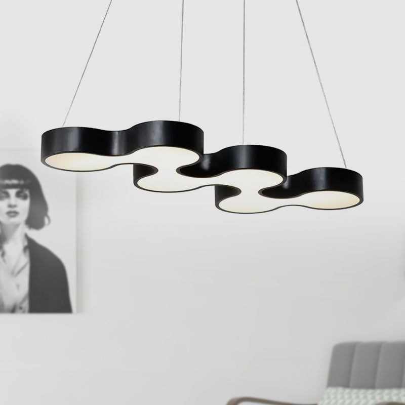 Led Dining Room Pendant Lighting with Curve Metal Shade Contemporary White/Black Hanging Ceiling Lamp in White/Warm Light Clearhalo 'Ceiling Lights' 'Modern Pendants' 'Modern' 'Pendant Lights' 'Pendants' Lighting' 1523569