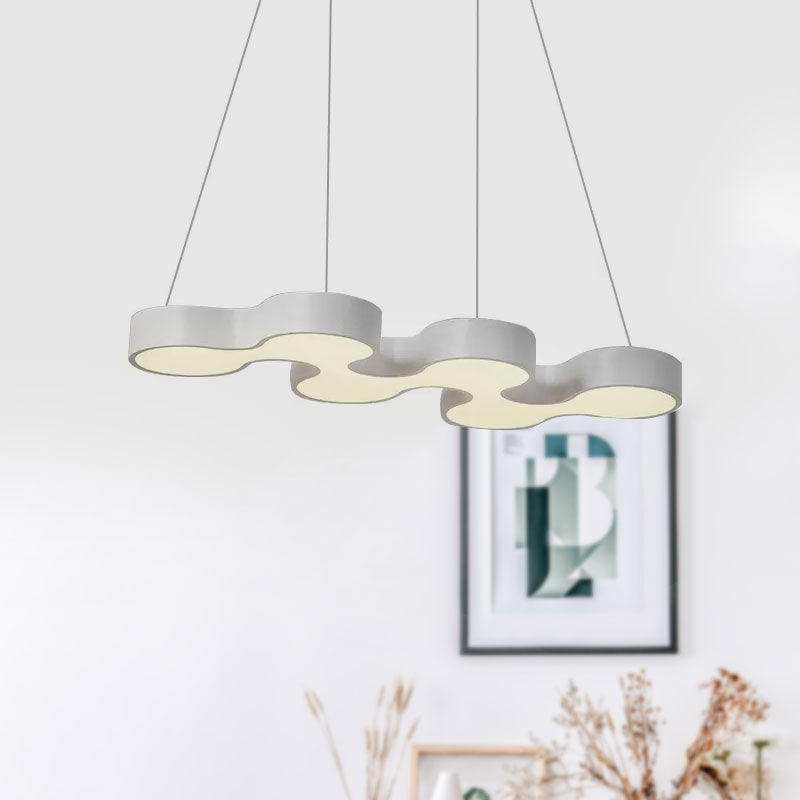 Led Dining Room Pendant Lighting with Curve Metal Shade Contemporary White/Black Hanging Ceiling Lamp in White/Warm Light Clearhalo 'Ceiling Lights' 'Modern Pendants' 'Modern' 'Pendant Lights' 'Pendants' Lighting' 1523571