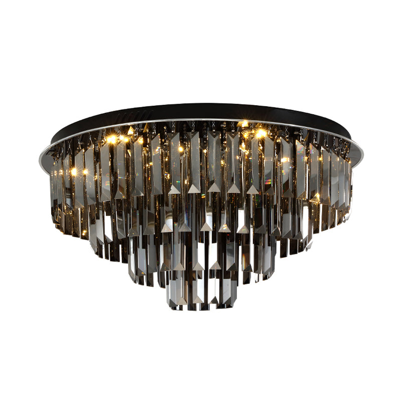 Smoke Gray Layered Ceiling Lamp Contemporary Crystal LED Ceiling Mount Light for Dining Room Clearhalo 'Ceiling Lights' 'Close To Ceiling Lights' 'Close to ceiling' 'Flush mount' Lighting' 152359