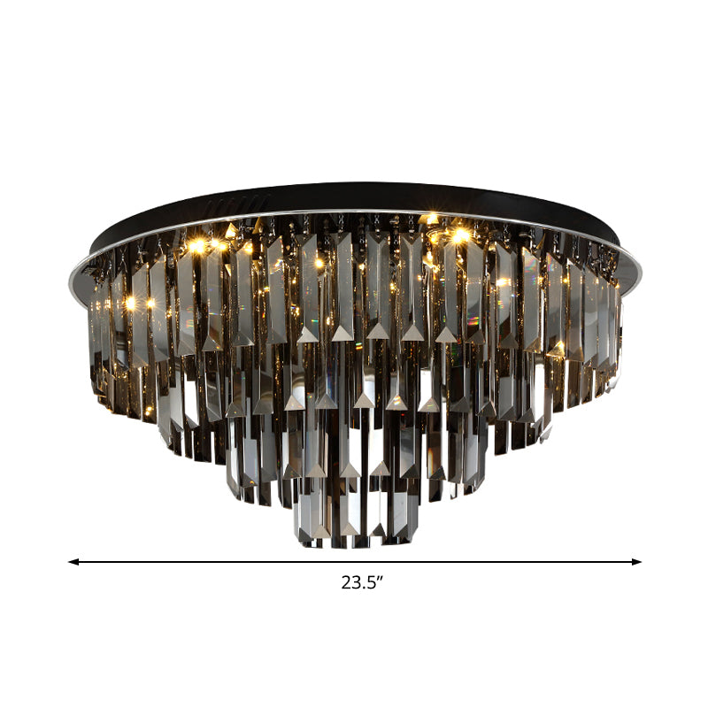 Smoke Gray Layered Ceiling Lamp Contemporary Crystal LED Ceiling Mount Light for Dining Room Clearhalo 'Ceiling Lights' 'Close To Ceiling Lights' 'Close to ceiling' 'Flush mount' Lighting' 152360