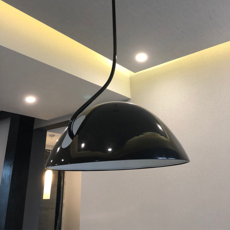 Black/White Dome Hanging Pendant Light Contemporary Metal 1 Light Suspension Light for Dining Room Clearhalo 'Ceiling Lights' 'Modern Pendants' 'Modern' 'Pendant Lights' 'Pendants' Lighting' 1523602