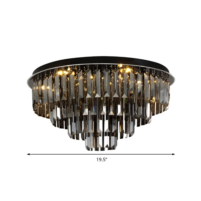 Smoke Gray Layered Ceiling Lamp Contemporary Crystal LED Ceiling Mount Light for Dining Room Clearhalo 'Ceiling Lights' 'Close To Ceiling Lights' 'Close to ceiling' 'Flush mount' Lighting' 152361