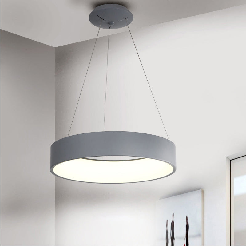 Circular/Squared Metal Pendant Ceiling Light Simple 1 Head Gray/White Ceiling Hanging Lamp in Warm/White/Third Gear Light, 18"/23.5" Wide Clearhalo 'Ceiling Lights' 'Modern Pendants' 'Modern' 'Pendant Lights' 'Pendants' Lighting' 1523613