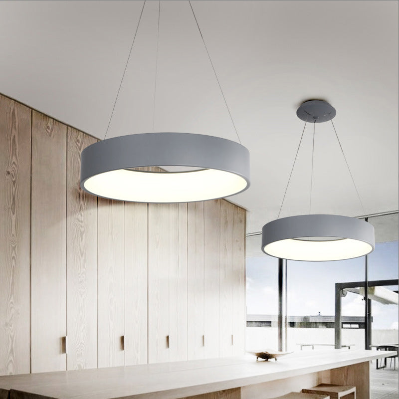 Circular/Squared Metal Pendant Ceiling Light Simple 1 Head Gray/White Ceiling Hanging Lamp in Warm/White/Third Gear Light, 18"/23.5" Wide Clearhalo 'Ceiling Lights' 'Modern Pendants' 'Modern' 'Pendant Lights' 'Pendants' Lighting' 1523614