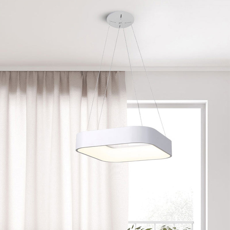 Circular/Squared Metal Pendant Ceiling Light Simple 1 Head Gray/White Ceiling Hanging Lamp in Warm/White/Third Gear Light, 18"/23.5" Wide Clearhalo 'Ceiling Lights' 'Modern Pendants' 'Modern' 'Pendant Lights' 'Pendants' Lighting' 1523616