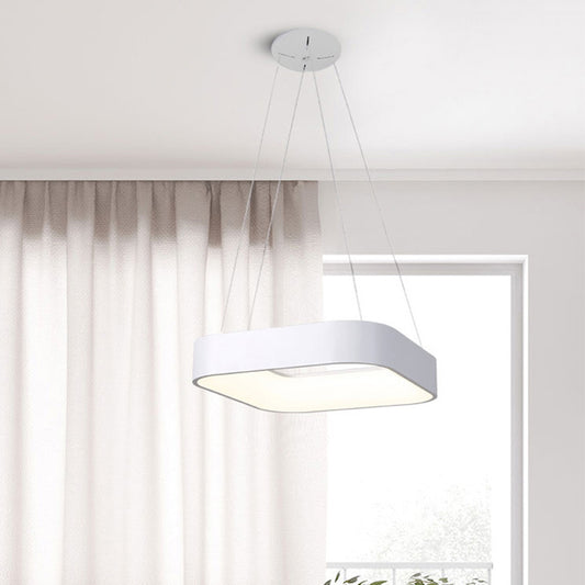 Circular/Squared Metal Pendant Ceiling Light Simple 1 Head Gray/White Ceiling Hanging Lamp in Warm/White/Third Gear Light, 18"/23.5" Wide Clearhalo 'Ceiling Lights' 'Modern Pendants' 'Modern' 'Pendant Lights' 'Pendants' Lighting' 1523616