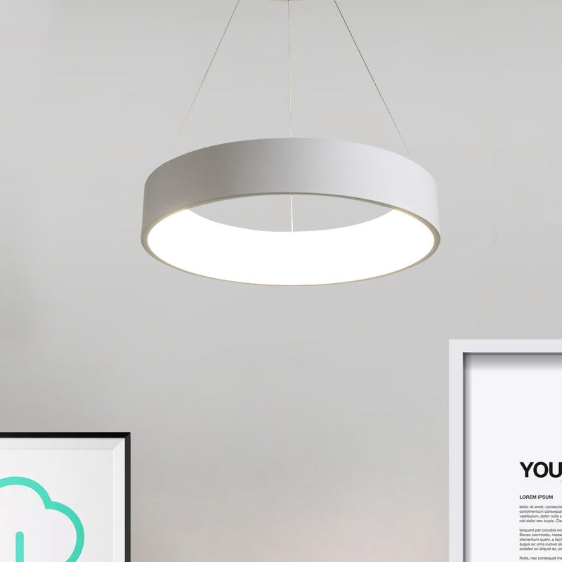 Circular/Squared Metal Pendant Ceiling Light Simple 1 Head Gray/White Ceiling Hanging Lamp in Warm/White/Third Gear Light, 18"/23.5" Wide Clearhalo 'Ceiling Lights' 'Modern Pendants' 'Modern' 'Pendant Lights' 'Pendants' Lighting' 1523618