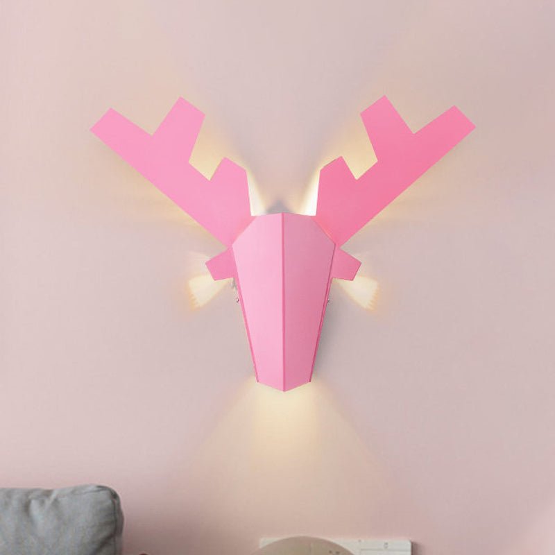 Antler Sconce Light Nordic Metal Grey/Pink 1 Light Wall Mount Light Fixture, 11"/15" Wide Clearhalo 'Cast Iron' 'Glass' 'Industrial' 'Modern wall lights' 'Modern' 'Tiffany' 'Traditional wall lights' 'Wall Lamps & Sconces' 'Wall Lights' Lighting' 1523624