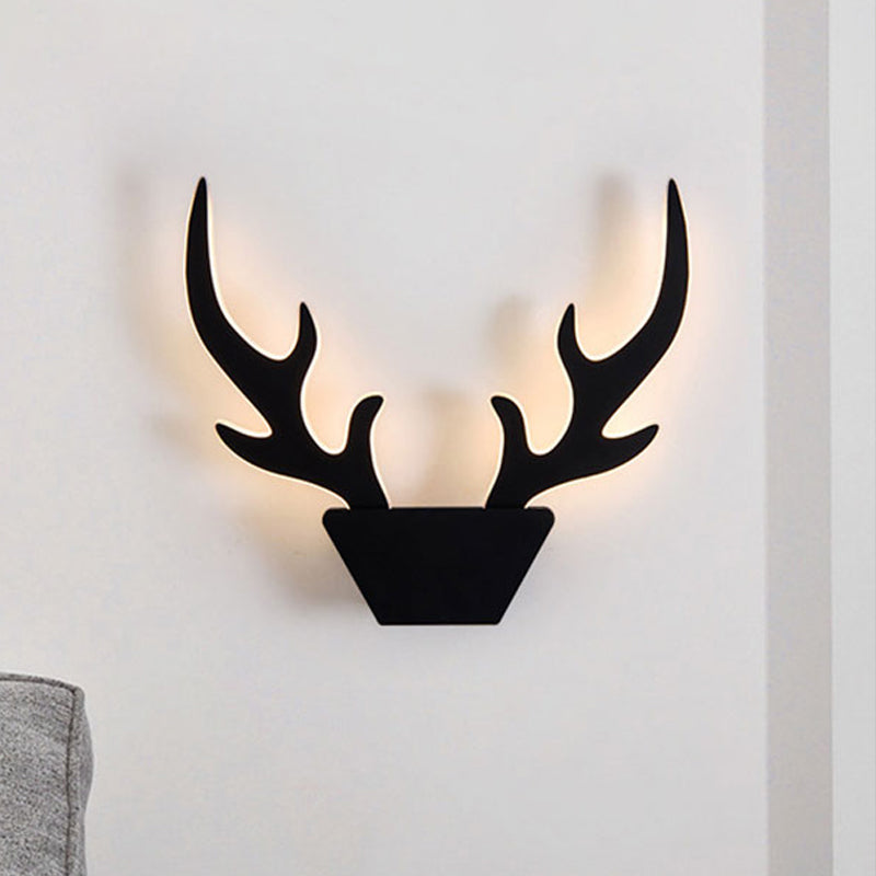 Antlers Acrylic Sconce Light Fixture Art Deco LED White/Black Wall Mounted Lamp in Warm/White Light Black Clearhalo 'Cast Iron' 'Glass' 'Industrial' 'Modern wall lights' 'Modern' 'Tiffany' 'Traditional wall lights' 'Wall Lamps & Sconces' 'Wall Lights' Lighting' 1523629