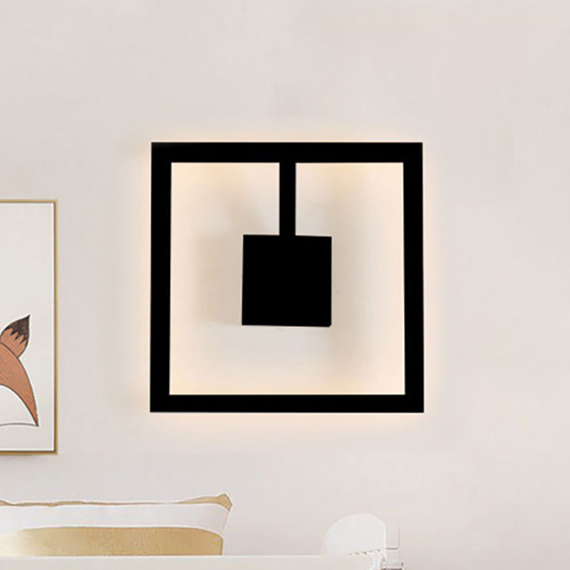 Square Wall Lighting Simple Acrylic LED Black/White Sconce Light Fixture in Warm/White Light for Bedroom Black Clearhalo 'Cast Iron' 'Glass' 'Industrial' 'Modern wall lights' 'Modern' 'Tiffany' 'Traditional wall lights' 'Wall Lamps & Sconces' 'Wall Lights' Lighting' 1523639
