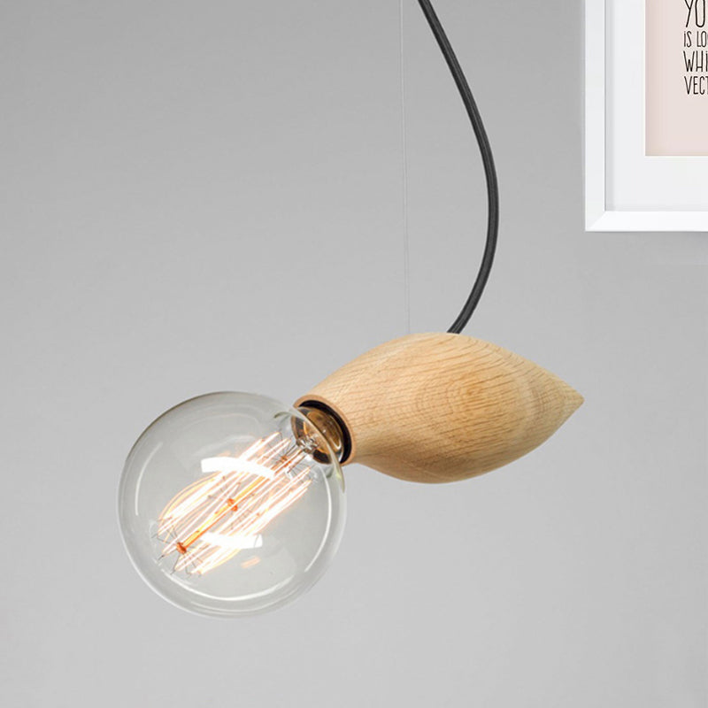 Open Bulb Restaurant Hanging Light Wooden Single Light Contemporary Pendant Light Fixture Clearhalo 'Ceiling Lights' 'Modern Pendants' 'Modern' 'Pendant Lights' 'Pendants' Lighting' 1523645